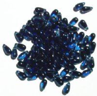 100 5x10mm Transparent Montana Blue Drop Beads
